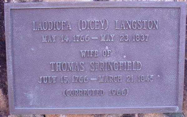 Plaque at the hearthstone monument at Dicey Langston Springfield's Home in Traveler's Rest