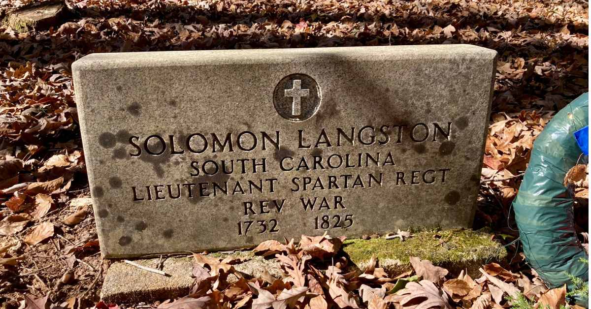 Solomon Langston Revolutionary War Hero Gravestone, Clinton, Laurens, SC